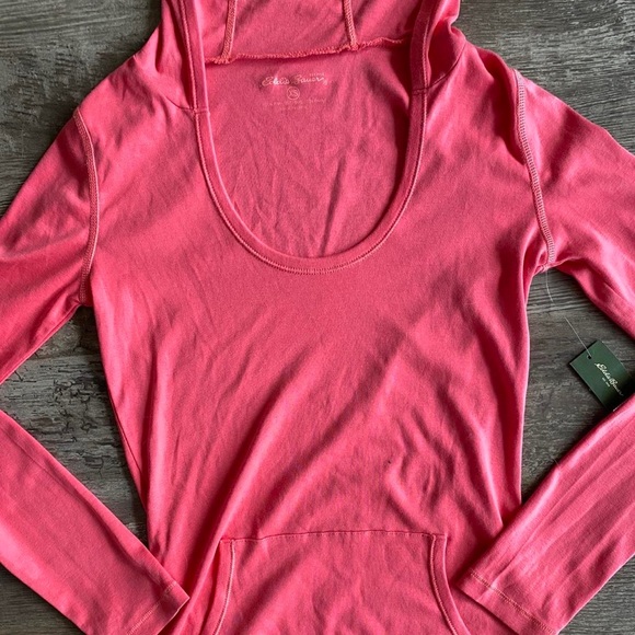NWT Eddie Bauer Hot Pink/ Coral Hooded Sweater - Picture 2 of 4